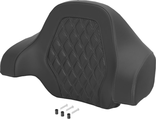 SADDLEMEN Deluxe Tour Pack Sissy Bar Pad - Carbon Fiber - Gray Lattice Stitch 071020702