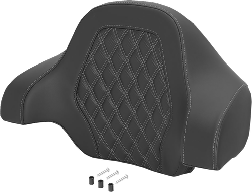 SADDLEMEN Deluxe Tour Pack Sissy Bar Pad - Carbon Fiber - Silver Lattice Stitch 071020705