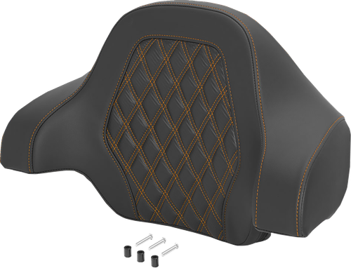 SADDLEMEN Deluxe Tour Pack Sissy Bar Pad - Carbon Fiber - Orange Lattice Stitch 071020703