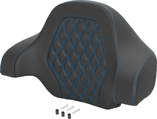 SADDLEMEN Deluxe Tour Pack Sissy Bar Pad - Carbon Fiber - Blue Lattice Stitch 071020701