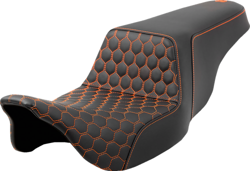 SADDLEMEN Step-Up Seat - Honeycomb - Orange Stitching - FL '08-'23 808-07B-17703