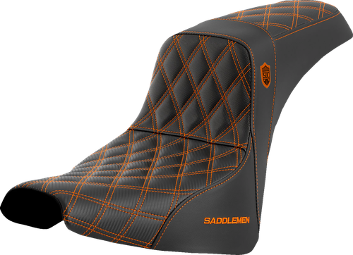 SADDLEMEN Pro Series SDC Performance Seat - w/o Backrest - Orange Stitch - FXBB/FXST '18-'23 SC81830D3
