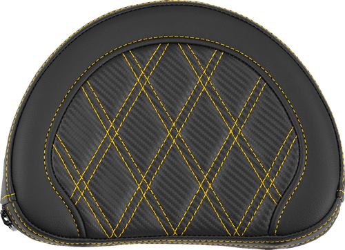 SADDLEMEN Contoured Sissy Bar Pad - Lattice Stitch - Gold Stitch - 2" Thick 051320707