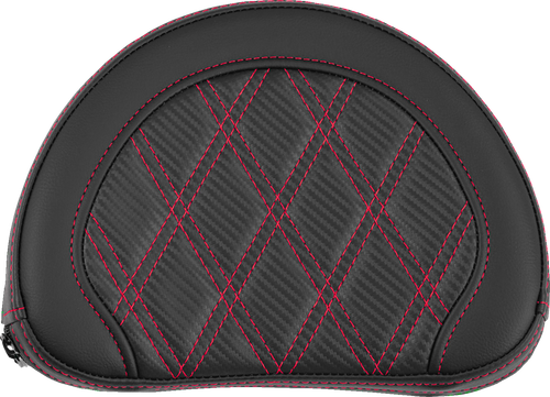 SADDLEMEN Contoured Sissy Bar Pad - Lattice Stitch - Red Stitch - 2" Thick 051320704