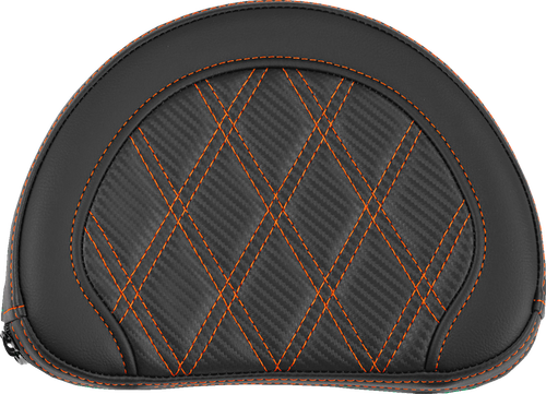 SADDLEMEN Contoured Sissy Bar Pad - Lattice Stitch - Orange Stitch - 2" Thick 051320703