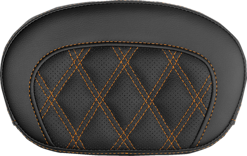 SADDLEMEN Mini Contour Sissy Bar Pad - Lattice Stitch - Orange Stitch 061018403