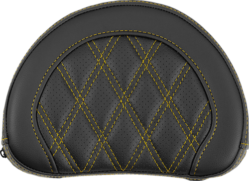 SADDLEMEN Contoured Sissy Bar Pad - Lattice Stitch - Gold Stitch - 2" Thick 051318407