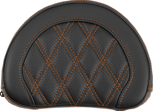 SADDLEMEN Contoured Sissy Bar Pad - Lattice Stitch - Orange Stitch - 2" Thick 051318403