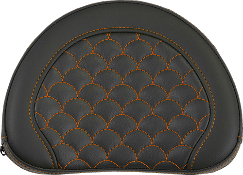 SADDLEMEN Contoured Sissy Bar Pad - Dragon Scale - Orange Stitch - 2" Thick 051320903