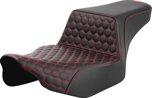 SADDLEMEN Step-Up Seat - Extended Reach - Front Honeycomb - Red Stitch - FL '23-'24 823-07-17804