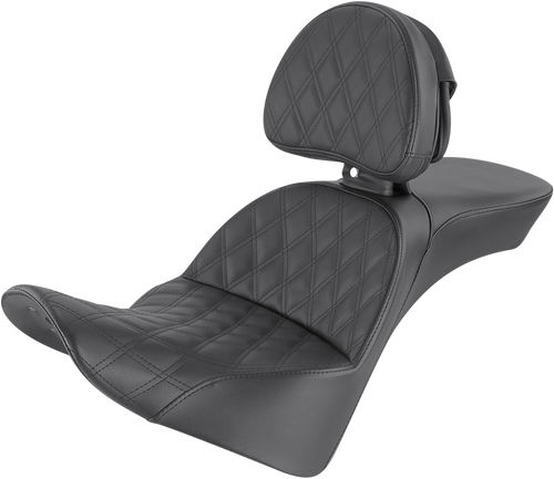 SADDLEMEN Explorer Seat - Lattice Stitched - Backrest - FL '18-'24 818-33-030LS