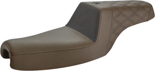 SADDLEMEN Unknown Industries Seat - Front Carbon Fiber/Black Gripper Lumbar/Rear Lattice Stitch - XL '04-'23 UN07-03-173BR