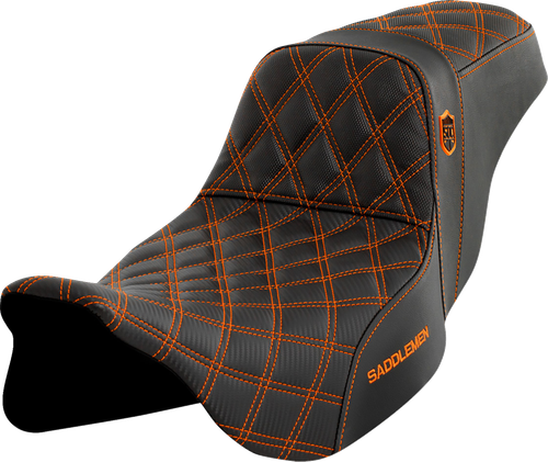 SADDLEMEN Pro Series SDC Performance Seat - w/o Backrest - Orange Stitch - FLH/FLT '08-'23 SC80807D3