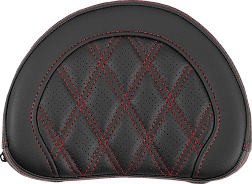 SADDLEMEN Contoured Sissy Bar Pad - Lattice Stitch - Red Stitch - 2" Thick 051318404