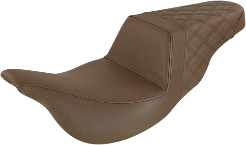 SADDLEMEN Step-Up Seat - Extended Reach - Rear Lattice Stitch - Brown - FL '08-'24 808-07B-173BREX