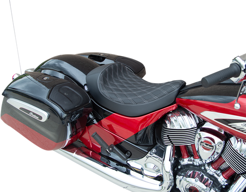 DRAG SPECIALTIES SEATS Solo Seat - Double Diamond - Silver Stitching - Indian '14-'22 0810-2268