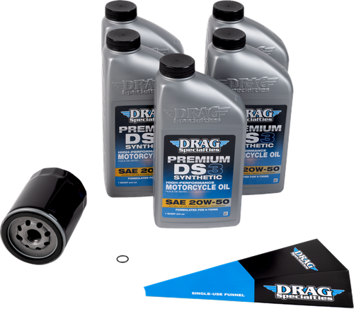 DRAG SPECIALTIES OIL Full Synthetic Oil Change Kit - 20W50 - M8 - Black Filter 224381