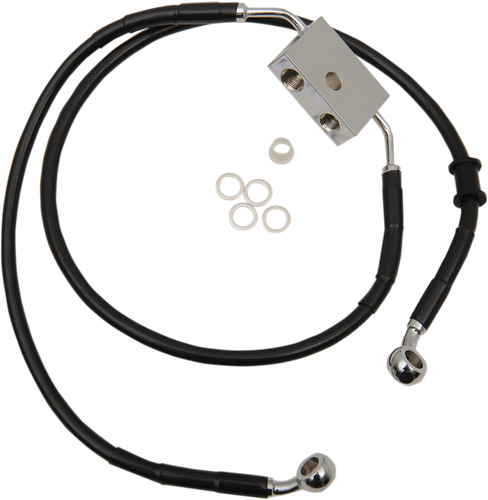 DRAG SPECIALTIES Brake Line - Front - +8" - Black - XL 614750-8BLK