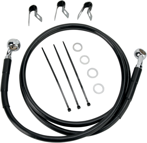 DRAG SPECIALTIES Brake Line - Front - Black - +2" - '00-'07 FLST 660214-2BLK
