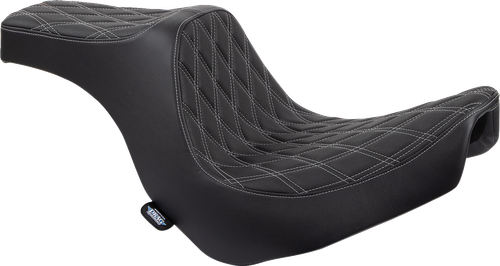 DRAG SPECIALTIES SEATS Predator III 2-Up Seat - Vinyl - Double Diamond - Silver Stitching - FL/FX '18-'24 0802-1493