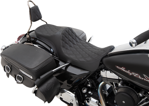 DRAG SPECIALTIES SEATS Predator III 2-Up Seat - Double Diamond - Black Thread - FL '08-'23 0801-1304