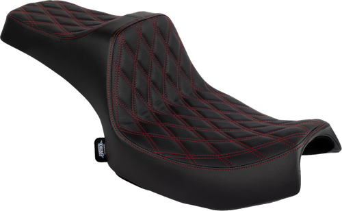 DRAG SPECIALTIES SEATS Predator III 2-Up Seat - Vinyl - Double Diamond - Red Stitch - Chieftain '25/Challenger '20-'25 4720D