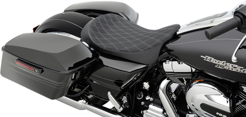 DRAG SPECIALTIES SEATS Low Solo Seat - Double Diamond - Silver Stitch - FL '08-'23 0801-1153