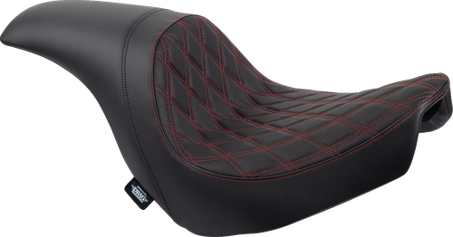 DRAG SPECIALTIES SEATS Predator Seat - Double Diamond w/ Red Sitching - Vinyl - FLSB/FXLR '18-'23 0802-1519