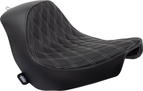 DRAG SPECIALTIES SEATS Solo Seat - Double Diamond - Silver Stitching - FL/FX '18-'23 0802-1514