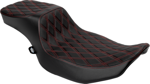 DRAG SPECIALTIES SEATS Performance Predator 2-Up Seat - Extended Reach - Vinyl - Red Double Diamond Stitch 4691D
