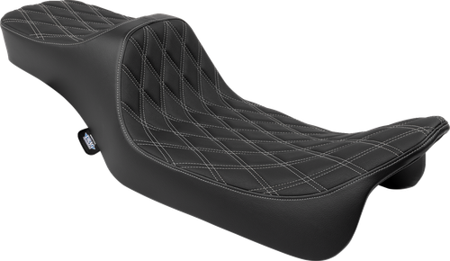 DRAG SPECIALTIES SEATS Predator III Seat - Extended Reach - Double Diamnd - Silver Stitching - FLH/FLT '08-'24 4687C