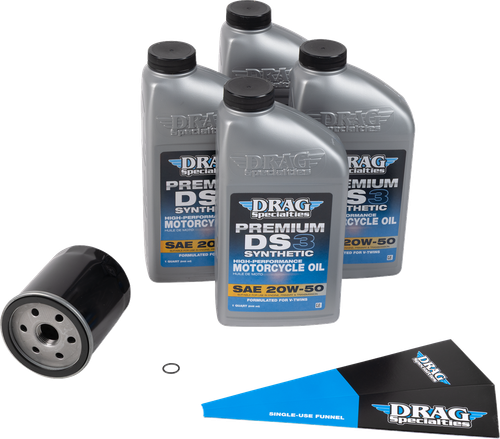 DRAG SPECIALTIES OIL Full Synthetic Oil Change Kit - 20W50 - EVO/XL - Black Filter 224377