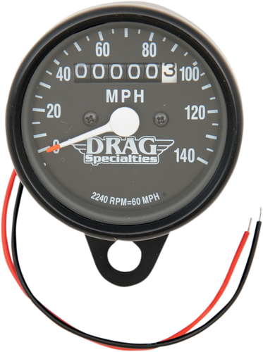 DRAG SPECIALTIES 2.4" MPH Mini LED Mechanical Speedometer/Indicators - Black Housing - Black Face - 2240:60 21-6809BDS1