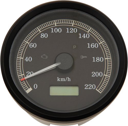 DRAG SPECIALTIES 3-3/8" KPH Programmable Electronic Speedometer - Black Bezel - Black Face T21-69A4BBDS