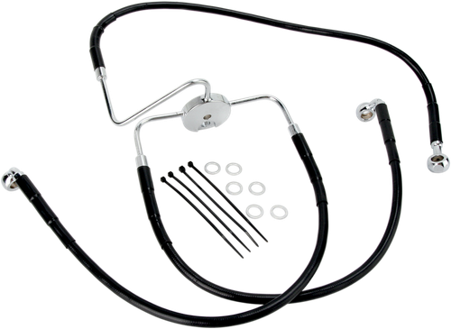 DRAG SPECIALTIES Brake Line - Front (Lower/Upper) - Black 640116-BLK