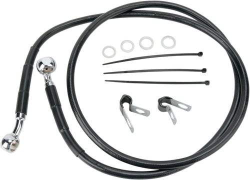 DRAG SPECIALTIES Brake Line - Front - Black - +4" 640113-4BLK