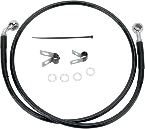 DRAG SPECIALTIES Brake Line - Front - Black - +2" - '04-'10 XL 660313-2BLK