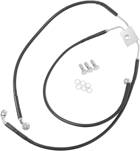 DRAG SPECIALTIES Brake Line - Front - Black - +8" - FXDF '12-'17 612137-8BLK