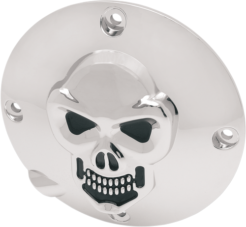 DRAG SPECIALTIES 3-D Skull Derby Cover - Chrome - 4 Hole 33-0063