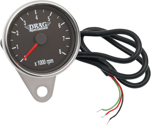 DRAG SPECIALTIES Mini Electronic Tachometer - Polished - Backlit LED Black Face - 2.4" 21-6894DS