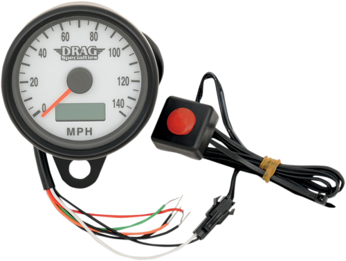 DRAG SPECIALTIES Programmable Mini Electronic Speedometer with Odometer/Tripmeter - 2.4" - Black 21-6893BDSWNU