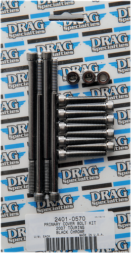 DRAG SPECIALTIES Bolt Kit - Primary Cover - Knurled - Black/Chrome - '07-'16 Touring MK673BK