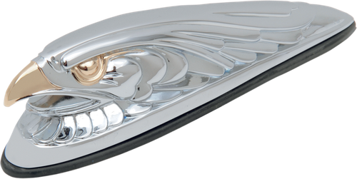 DRAG SPECIALTIES Eagle Head with Lights - Gold Eyes - Small - Chrome 91-6608-BC312