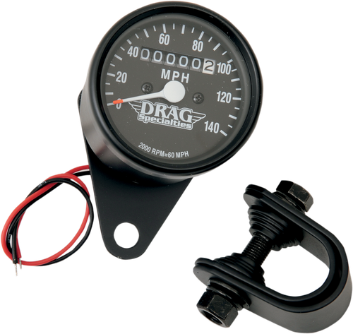 DRAG SPECIALTIES 2.4" MPH Mini LED Mechanical Speedometer/Indicators - Black Housing - 2:1 - Black 21-6805BDS1