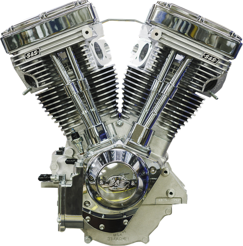S&S CYCLE V124 Long Block Engine - Chrome/Natural - Big Twin | Custom Chasis w/Alternator-Style Primary 310-1160