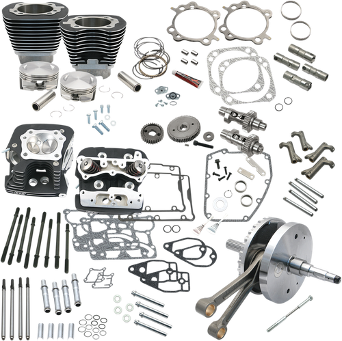 S&S CYCLE 124" Hot Set Up® - Big Bore/Stroker - Wrinkle Black - 96/103/110A Twin Cam 900-0568