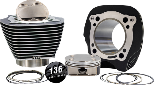 S&S CYCLE 132" High Compression | 136" Big Bore Kit - 4.320" Bore - Black w/Highlighted Fins - M8 910-1008A