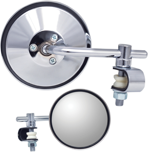 PARTS UNLIMITED Mirror - Side View - Round - Chrome - Short - Each 17075
