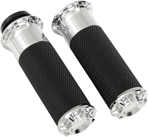 ARLEN NESS Beveled Grips - TBW - Chrome 07-328