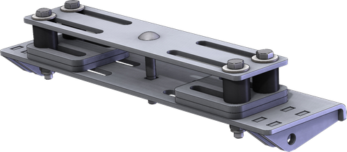 KFI Hybrid ATV plow mount 105515-R in silver powder coat with U-bolt plates, product render